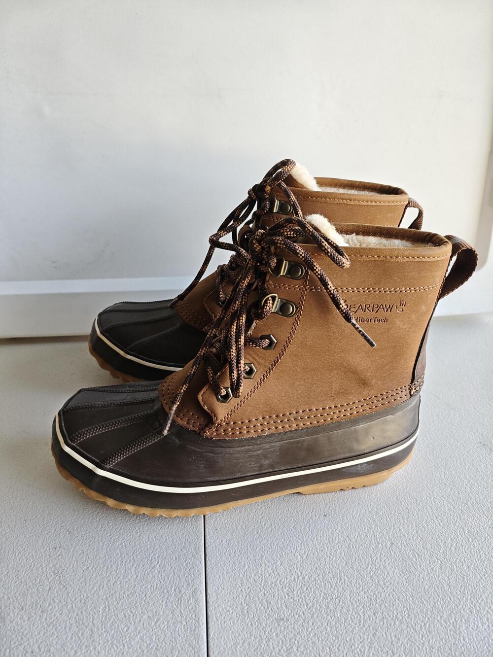 Bearpaw Estelle Boots Womens Size 8 Brown Leather Duck Snow Winter Ankle Warm